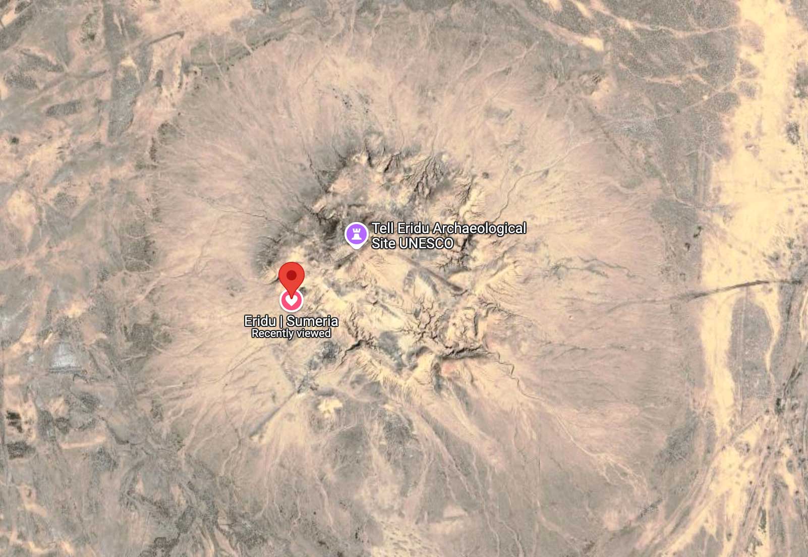 Google Maps overhead view of Tell Abu Shahrein - Ancient Eridu